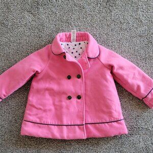 Toddlers Pink Pea Coat Type Coat Size 3T, Nice Condition!